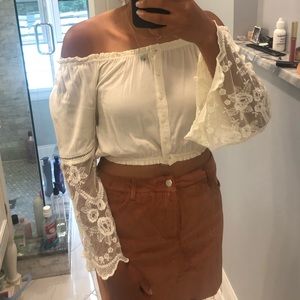 Kendall & Kylie Off the Shoulder Crop Top